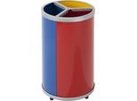 VAR Wertstoffsammler, rund, Volumen 3 x 30 l, HxØ 720 x 420 mm, gelb, blau, rot