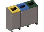 PROCITY Außen-Wertstoffsammler Berlin, 3 x 100 l, Deckel gelb/blau/grün