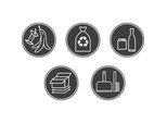 Piktogramm-Set, für Restabfall, Recycling, Papier, Glas, Bio-Abfall, D 150 mm, VE 6 Stk kaiserkraft