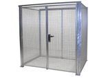 eurokraft pro Gasflaschen-Gittercontainer, ohne Dach, mit Doppelflügeltor, BxT 2100 x 1500 mm