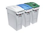 Rubbermaid Wertstoffsortierstation, 3er Set SLIM JIM®, Volumen 3 x 60 l, Doseneinwurf/Papiereinwurf/geschlossen