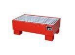 eurokraft pro Stahl-Auffangwanne, LxBxH 800 x 500 x 290 mm, lackiert rot RAL 3000, mit Gitterrost