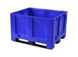 Palettenbehälter, aus HDPE, LxBxH 1200 x 1000 x 790 mm, 3 Kufen, geschlossen, blau kaiserkraft