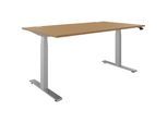 Schreibtisch BOTTOM-UP, elektrisch höhenverstellbar, gerade, BxT 1600 x 900 mm, Buche/silber kaiserkraft