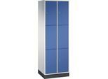 C+P 3er-Schließfachschrank Intro, 2 Abteile, lichtgrau / enzianblau, BxT 620 x 500 mm