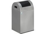 VAR Selbstlöschender Wertstoffsammler, Volumen 43 l, HxBxT 600 x 320 x 320 mm, silber, Klappe anthrazit