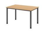 Schreibtisch, HxT 685 - 810 x 800 mm, 4 Rundrohrbeine, Breite 1200 mm, graphit / Buche kaiserkraft