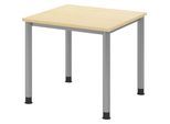 Schreibtisch, HxT 685 - 810 x 800 mm, 4 Rundrohrbeine, Breite 800 mm, alusilber / Ahorn kaiserkraft
