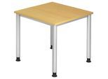 Schreibtisch, HxT 685 - 810 x 800 mm, 4 Rundrohrbeine, Breite 800 mm, alusilber / Buche kaiserkraft