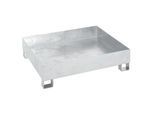 eurokraft basic Stahl-Auffangwanne für 200-l-Fässer, LxBxH 1200 x 1200 x 285 mm, mit Zulassung, feuerverzinkt, ohne Gitterrost
