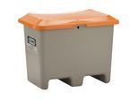 CEMO Streugutbehälter aus GfK, Volumen 200 l, ohne Entnahmeöffnung, unterfahrbar, Behälter grau