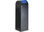 VAR Selbstlöschender Wertstoffsammler, Volumen 89 l, HxBxT 1045 x 320 x 320 mm, antiksilber, Klappe blau