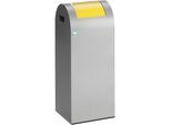 VAR Selbstlöschender Wertstoffsammler, Volumen 60 l, HxBxT 800 x 320 x 320 mm, silber, Klappe gelb