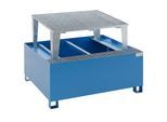eurokraft basic Stahl-Auffangwanne für Tankcontainer IBC/KTC, für 1 x 1000-l-Container, pulverbeschichtet, blau RAL 5012
