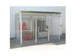 eurokraft pro Gasflaschen-Gittercontainer, mit Dach und Einflügeltor, BxT 3100 x 2100 mm