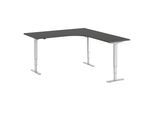 Schreibtisch Atlanta, elektrisch höhenverstellbar, L-Form, BxT 1800 x 2000 mm, dunkelgrau/weiß, rechts kaiserkraft