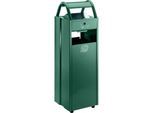 VAR Abfallsammler mit Ascher und Regenschutzdach, Volumen 35 l, BxHxT 300 x 960 x 250 mm, grün RAL 6005