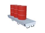 eurokraft pro Stahl-Auffangwanne mit Randprofilierung, für 4 x 200-l-Fässer, LxB 2400 x 800 mm, feuerverzinkt