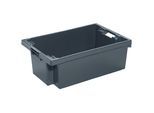 Drehstapelbehälter aus HDPE, Volumen 32 l, Wände und Boden geschlossen, grau kaiserkraft