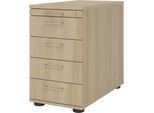 eurokraft pro Standcontainer, 1 Utensilienschub, 4 Materialschübe, Eiche