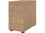 eurokraft pro Standcontainer, 1 Utensilienschub, 4 Materialschübe, Dekor Nussbaum