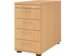 eurokraft pro Standcontainer, 1 Utensilienschub, 4 Materialschübe, Dekor Buche
