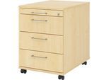 eurokraft pro Rollcontainer, 1 Utensilienschub, 3 Materialschübe, Tiefe 580 mm, Dekor Ahorn