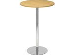 Stehtisch, Ø 800 mm, 1116 mm hoch, Gestell verchromt, Platte Buche-Dekor kaiserkraft