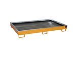 eurokraft pro Regal-Bodenwanne mit PE-Einsatz, 1000 l Auffangvolumen, LxBxH 2165 x 1315 x 510 mm, orange