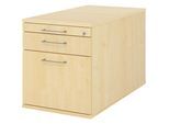 eurokraft pro Rollcontainer, 1 Utensilienschub, 1 Materialschub, 1 Hängeregistratur, Tiefe 800 mm, Dekor Ahorn