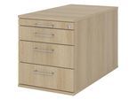 eurokraft pro Rollcontainer, 1 Utensilienschub, 3 Materialschübe, Tiefe 800 mm, Eiche