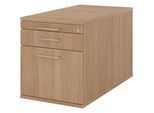 eurokraft pro Rollcontainer, 1 Utensilienschub, 1 Materialschub, 1 Hängeregistratur, Tiefe 800 mm, Dekor Nussbaum