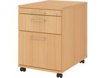 eurokraft pro Rollcontainer, 1 Utensilienschub, 1 Materialschub, 1 Hängeregistratur, Tiefe 580 mm, Dekor Buche
