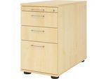 eurokraft pro Standcontainer, 1 Utensilienschub, 2 Materialschübe, 1 Hängeregistratur, Dekor Ahorn
