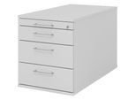 eurokraft pro Rollcontainer, 1 Utensilienschub, 3 Materialschübe, Tiefe 800 mm, lichtgrau