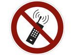 Verbotszeichen, Eingeschaltete Mobilfunktelefone verboten, VE 10 Stk, Aluminium, Ø 200 mm kaiserkraft