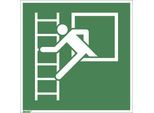 Rettungszeichen, Notausstieg mit Fluchtleiter, VE 10 Stk, Kunststoff, 200 x 200 mm kaiserkraft