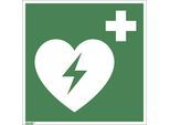 Rettungszeichen, Automatisierter externer Defibrillator, VE 10 Stk, Kunststoff, 150 x 150 mm kaiserkraft