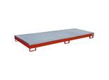 eurokraft pro Regal-Bodenwanne mit PE-Einsatz, mit Rost, 240 l, LxBxH 3265 x 1315 x 195 mm, rot