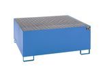 eurokraft pro Stahl-Auffangwanne für Tankcontainer IBC / KTC, LxBxH 1460 x 1460 x 630 mm, Auffangvolumen 1000 l, lackiert, blau RAL 5012