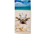 Strandtuch GOOD MORNING "Beachcat", bunt (multi), B:75cm L:150cm, Microfaser, Obermaterial: 100% Polyester, Handtücher, Mikrofaser, 75x150, Schnelltrocknend, Sommer, Strand, Kind, Katze
