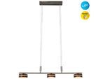 NÄVE LED Pendelleuchte "Triberg", braun, 3, Ø 75cm H: 80cm, 1 Stk., Leuchten, 3 flg., Schirme Holz (Eiche), Wanddimmer, Höhe verstellbar 80-150cm, LED Pendelleuchte