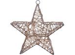 NÄVE Dekolicht "Metallstern, Weihnachtsdeko", beige (natur), 1, Ø 25cm, 1 Stk., Leuchten, 2er Set Timer Eisen Textil naturfarben batteriebetrieben