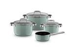 WMF Kochtopfset , Salbeigrün , Metall , 4-teilig , 16 cm,20 cm,16 cm , 30x33x60 cm , backofengeeignet, rostfrei, breiter Schüttrand, geschmacksneutral, säurefest , Kochgeschirr, Töpfe, Topfsets