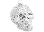 Christbaumschmuck KREBS GLAS LAUSCHA "Glasornament, Totenkopf mit Strass", silber, B:12cm H:13cm T:14cm, Glas, Weihnachtsbaumschmuck, Christbaumschmuck, Christbaumschmuck aus Glas, mundgeblasen, handgefertigt, Figur