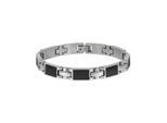Zeeme Stainless Steel Armband Edelstahl poliert mit Carbon-Einlagen 20,5cm lang