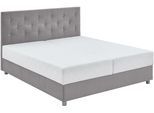 Boxbett "CELIA im hochwertiger Samtoptik", grau, B:182cm L:209cm, ATLANTIC HOME COLLECTION, Komplettbetten, mit Taschen-Federkernmatratze, Bettkasten und Strass-Steinen