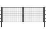 Zaundoppeltür ALBERTS "Flexo", grau (anthrazit), B:400cm H:140cm, Stahl, Tore, 400 cm Breite, in versch. Höhen