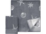 Handtücher DYCKHOFF "Seashell", grau, B:50cm L:100cm, Walkfrottee, Obermaterial: 100% Baumwolle, Handtücher, mit Muschelmuster