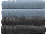 Handtücher KLEINE WOLKE "Royal, 4 Stück (50/100 cm)", blau (stahlblau, dunkelgrau), B:50cm L:100cm, Frottier, Baumwolle, Handtücher, Uni Farben, mit Bordüre, weich, auch in verschiedenen Sets erhältlich